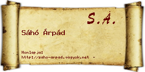 Sáhó Árpád névjegykártya
