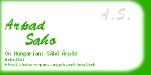 arpad saho business card